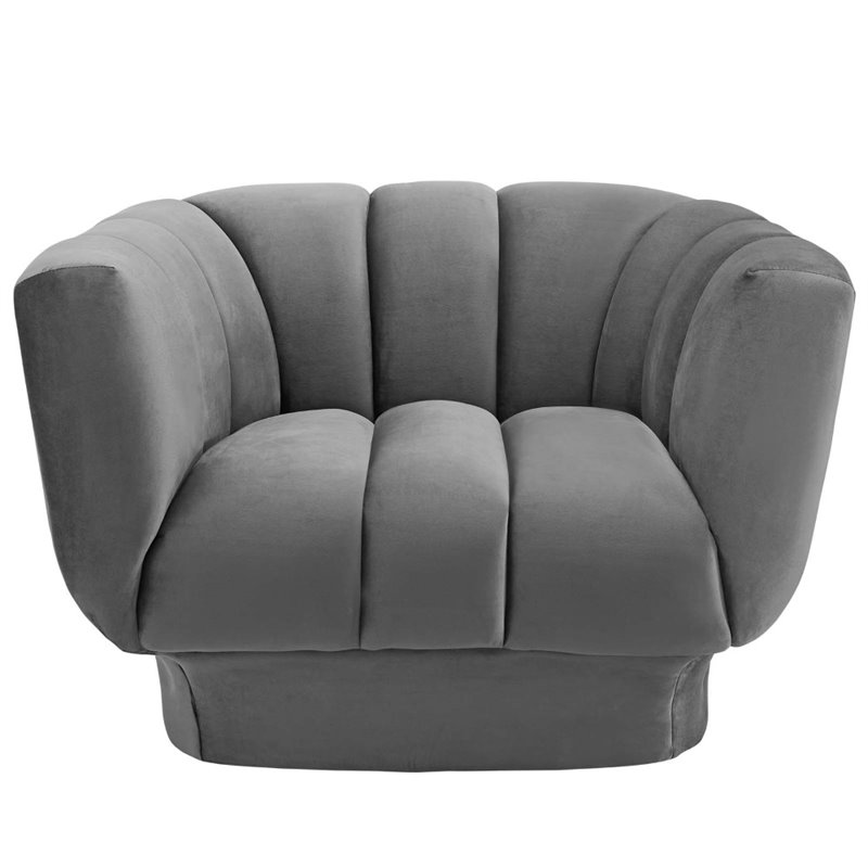 Maklaine Vertical Tufted Performance Velvet Armchair in Gray