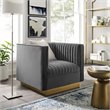 Maklaine Vertical Channel Tufted Performance Velvet Armchair in Gray