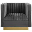 Maklaine Vertical Channel Tufted Performance Velvet Armchair in Gray