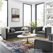 Maklaine 2-Piece Modern Performance Velvet Sofa and Armchair Set in Gray
