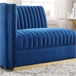 Maklaine Contemporary Velvet and Stainless Steel Left-Arm Chair in Navy