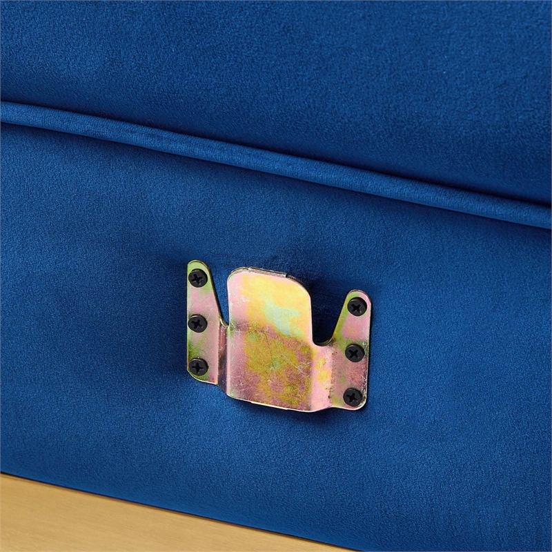 Maklaine Contemporary Velvet and Stainless Steel Left-Arm Chair in Navy