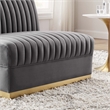 Maklaine Contemporary Velvet and Stainless Steel Armless Chair in Gray
