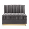 Maklaine Contemporary Velvet and Stainless Steel Armless Chair in Gray