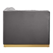 Maklaine Velvet and Stainless Steel Left Corner Chair in Gray