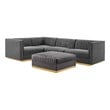 Maklaine 5-Piece Velvet Left-Facing Modular Sectional Sofa in Gray
