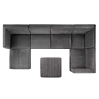 Maklaine 7-Piece Velvet Right-Facing Modular Sectional Sofa in Gray