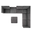 Maklaine 7-Piece Velvet Right-Facing Modular Sectional Sofa in Gray