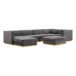 Maklaine 7-Piece Velvet Right-Facing Modular Sectional Sofa in Gray
