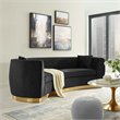 Maklaine Curved Performance Velvet Stainless Steel Sofa in Black