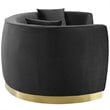 Maklaine Curved Performance Velvet Stainless Steel Sofa in Black