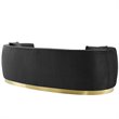 Maklaine Curved Performance Velvet Stainless Steel Sofa in Black