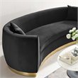 Maklaine Curved Performance Velvet Stainless Steel Sofa in Black