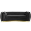 Maklaine Curved Performance Velvet Stainless Steel Sofa in Black