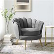 Maklaine Scalloped Edge Performance Velvet Accent Lounge Arm Chair in Gray