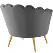 Maklaine Scalloped Edge Performance Velvet Accent Lounge Arm Chair in Gray