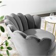 Maklaine Scalloped Edge Performance Velvet Accent Lounge Arm Chair in Gray