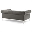 Maklaine 3-Piece Tufted Leather Upholstered Loveseat Set in Gray