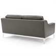 Maklaine Contemporary 3-Piece Stainless Steel & Leather Sofa Set in Gray