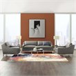 Maklaine 3-Piece Stainless Steel and Leather Sofa Set in Gray