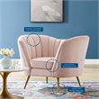 Maklaine Contemporary Performance Velvet Armchair in Pink Finish