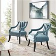 Maklaine Performance Velvet Accent Arm Chair in Light Blue (Set of 2)