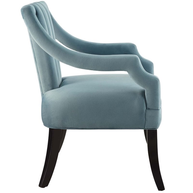Maklaine Performance Velvet Accent Arm Chair in Light Blue (Set of 2)