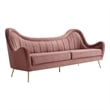 Maklaine Performance Velvet and Stainless Steel Sofa in Dusty Rose