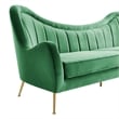 Maklaine Performance Velvet and Stainless Steel Sofa in Emerald Green