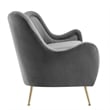 Maklaine Performance Velvet and Stainless Steel Sofa in Gray