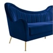 Maklaine Performance Velvet and Stainless Steel Sofa in Navy