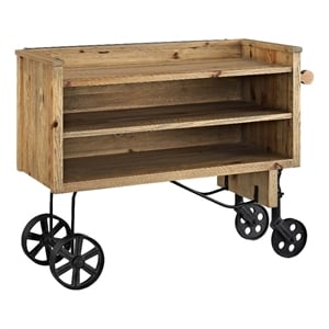 Maklaine Modern / Contemporary Wood Dining Stand in Brown Finish