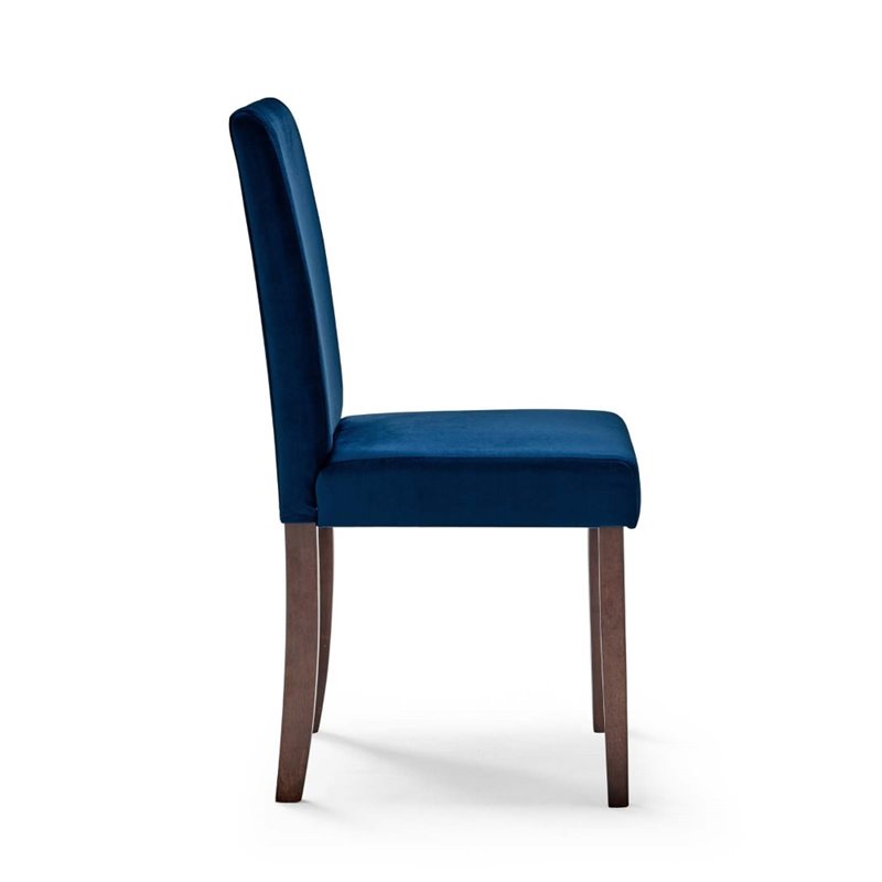 Maklaine 5 Piece Upholstered Velvet Dining Set in Cappuccino Navy