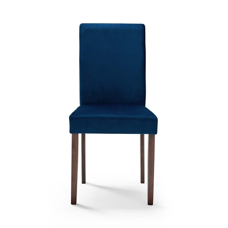 Maklaine 5 Piece Upholstered Velvet Dining Set in Cappuccino Navy