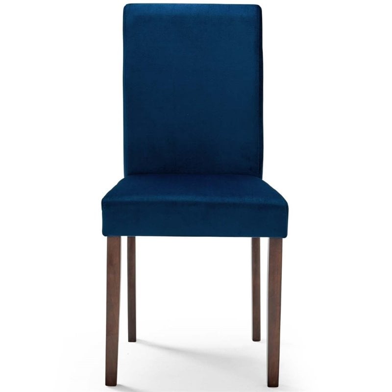 Maklaine 5 Piece Upholstered Velvet Dining Set in Cappuccino Navy