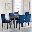 Maklaine 7 Piece Upholstered Velvet Dining Set in Cappuccino Navy