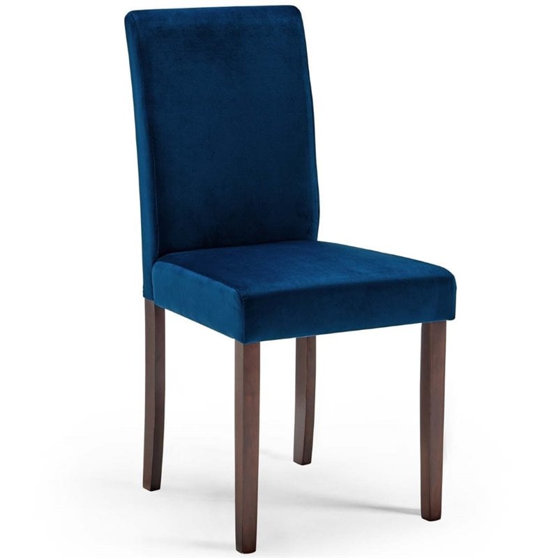 Maklaine 7 Piece Upholstered Velvet Dining Set in Cappuccino Navy