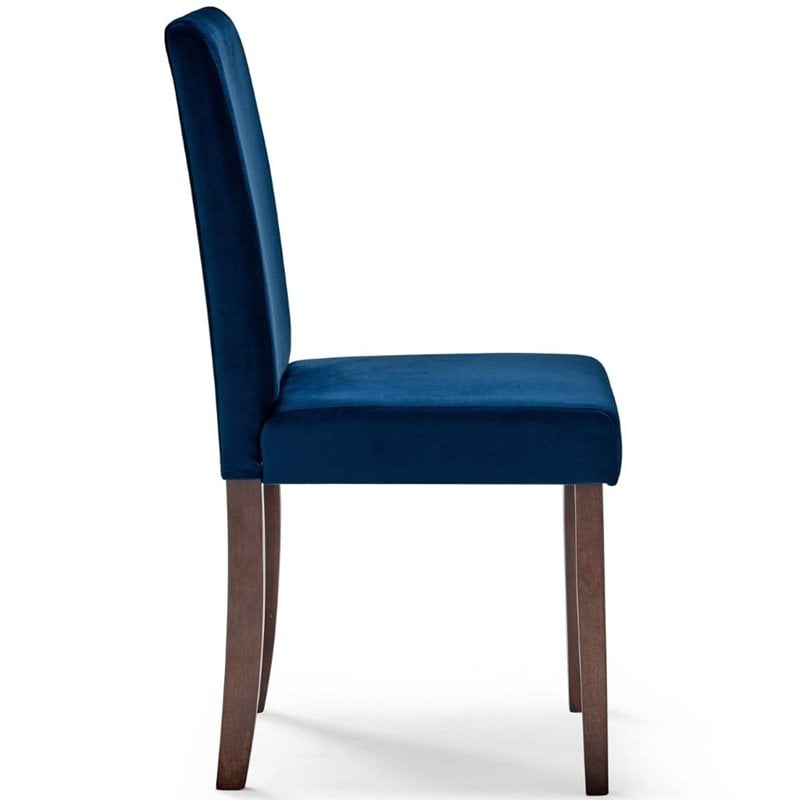 Maklaine 5 Piece Upholstered Velvet Dining Set in Cappuccino Navy