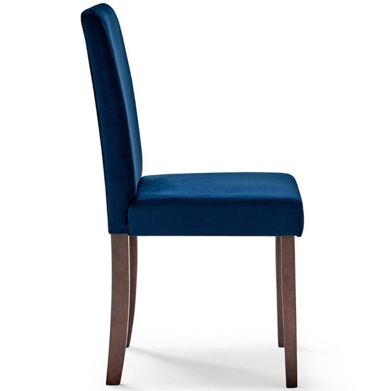 Maklaine 7 Piece Upholstered Velvet Dining Set in Cappuccino Navy