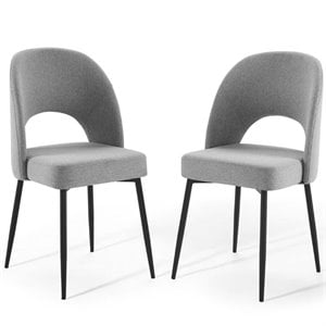 Maklaine 19&quot Fabric Dining Side Chair in Black and Light Gray (Set of 2)