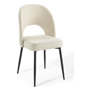 Maklaine 19&quot Upholstered Fabric Dining Side Chair in Black/Beige