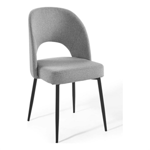 Maklaine 19&quot Upholstered Fabric Dining Side Chair in Black/Light Gray