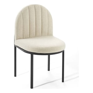 Maklaine 18&quot Channel Tufted Fabric Dining Side Chair in Black/Beige