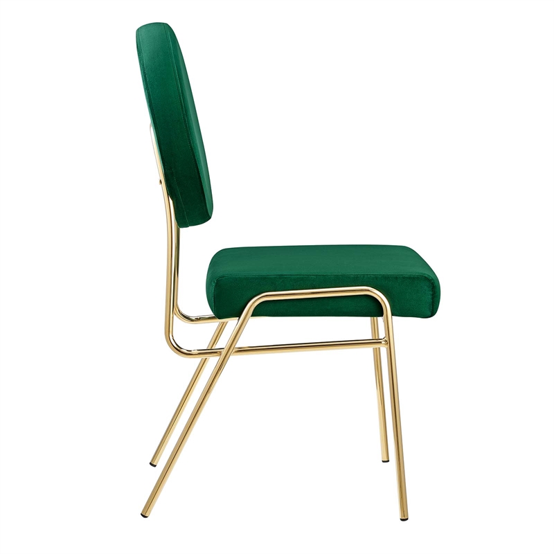 Maklaine Performance Velvet Upholstered Side Dining Chair in Gold Green