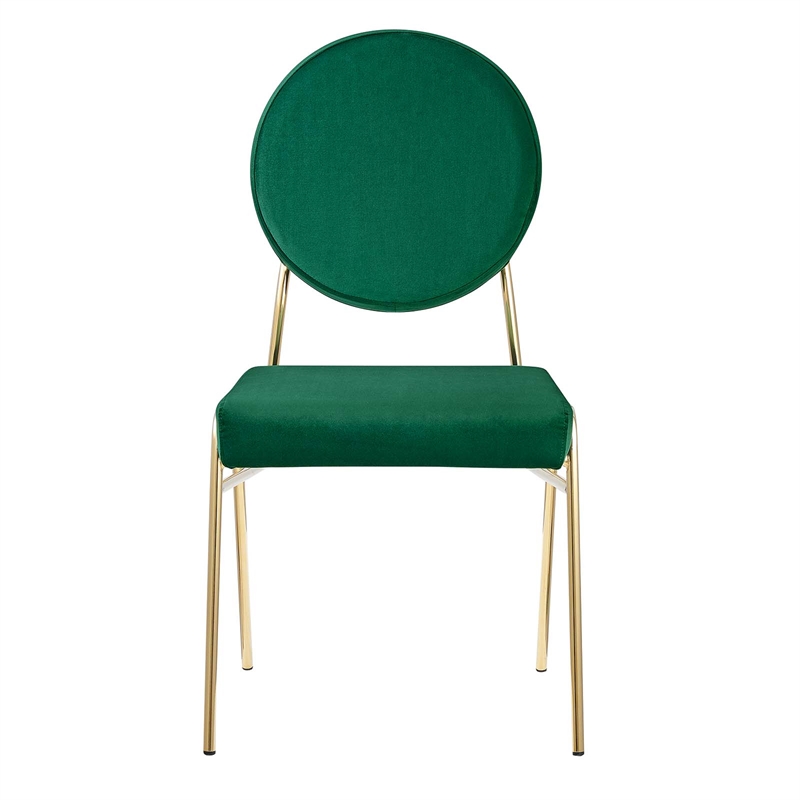 Maklaine Performance Velvet Upholstered Side Dining Chair in Gold Green