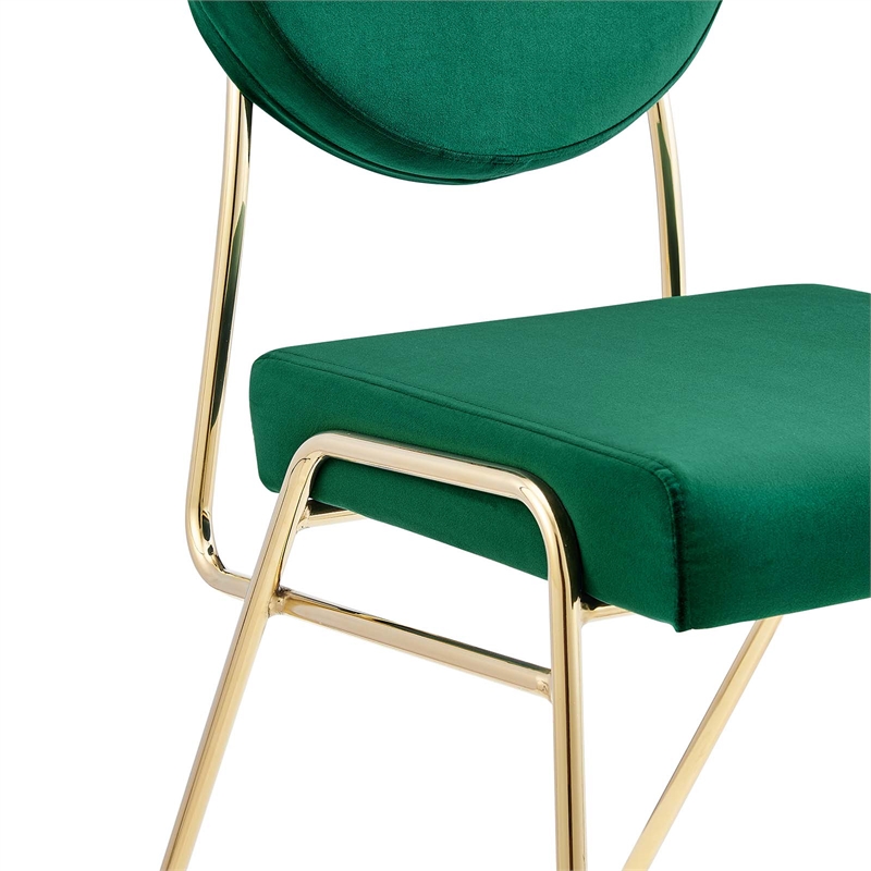 Maklaine Performance Velvet Upholstered Side Dining Chair in Gold Green