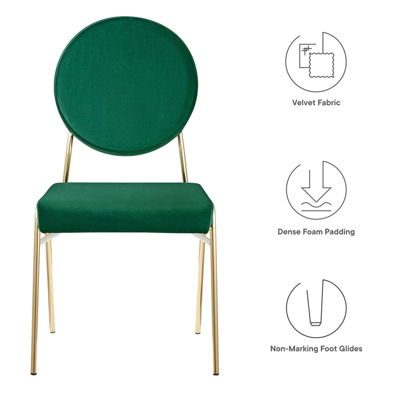 Maklaine Performance Velvet Upholstered Side Dining Chair in Gold Green