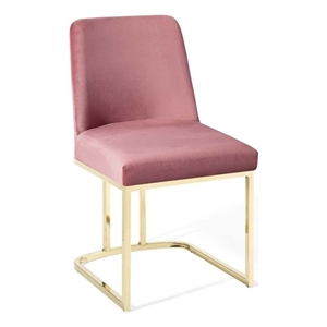 Maklaine 18&quot Sled Base Velvet Dining Side Chair in Gold/Dusty Rose