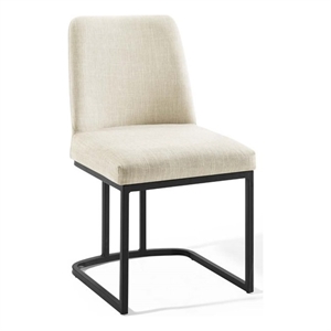 Maklaine 18&quot Sled Base Polyester Fabric Dining Side Chair in Black/Beige