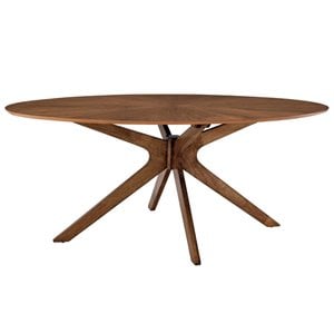 Maklaine Modern / Contemporary 71&quot Oval Wood Dining Table in Walnut